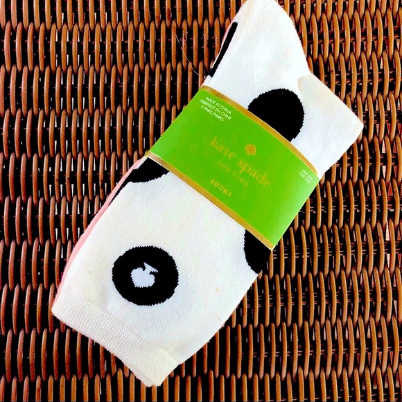 NEW KATE SPADE 3Pr Pink, Black & White Stripe & Polkadot Crew Socks - Picture 4 of 10